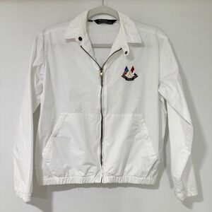 Polo Ralph Lauren Vintage Windbreaker Jacket White Crest Flag Womens M 1967-1987